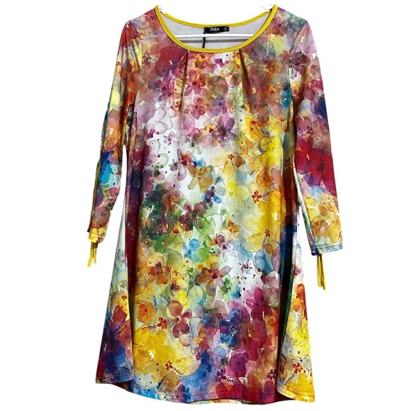 Lily by Firmiana Women’s Vibrant Multi Floral Print Casual Tunic Top Sz- M - Picture 1 of 6